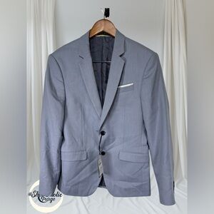 Jacket mens ZARA Man Light Blue Blazer Jacket Size 38 NWT